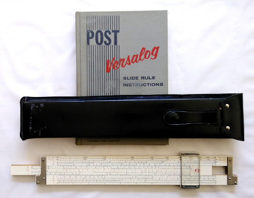 Versalog Slide Rule in Leather Case, Hemmi, Bamboo Core, plus the Instruction Book Image